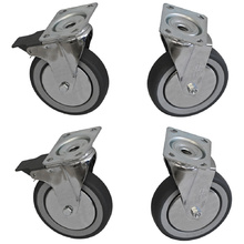 Kit de 4 roues Inox armoires, 2 avec freins