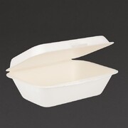 Photo 1 matériel référence DW248: Barquettes à charnière en bagasse compostables 18,2 cm (x250)