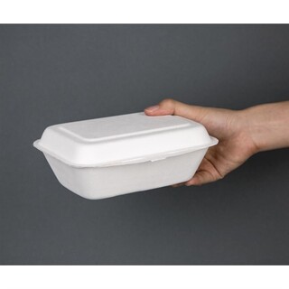 photo 3 barquettes à charnière en bagasse compostables 18,2 cm (x250)