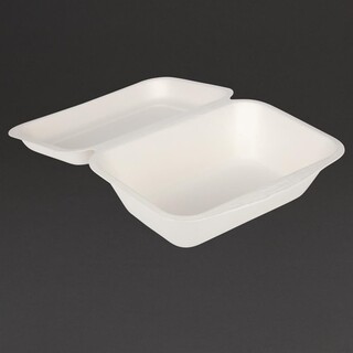 photo 8 barquettes à charnière en bagasse compostables 18,2 cm (x250)