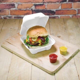 photo 3 boîtes à hamburger compostables en bagasse 15,2 cm (x500)
