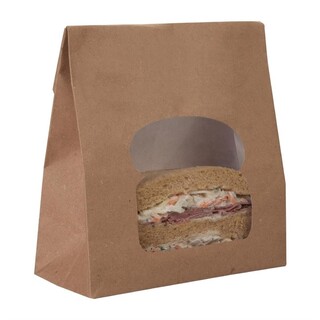 photo 5 sacs sandwich kraft recyclables noirs avec fenêtre (lot de 250)