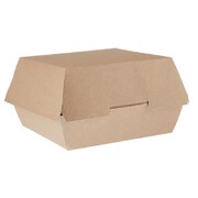 Photo 1 matériel référence GE803: Grandes boîtes burger kraft compostables 135mm (lot de 250)