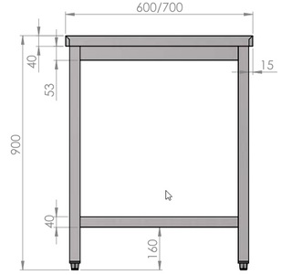 photo 3 table inox centrale démontable, entièrement en inox 441, résistante 900 x 600 x 900