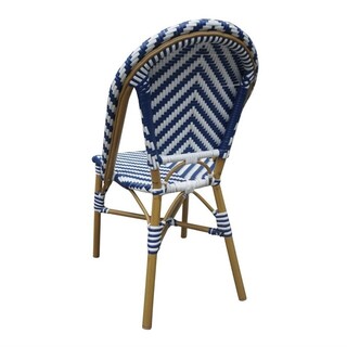 photo 3 lot de 2 chaises style parisier en rotin bleues