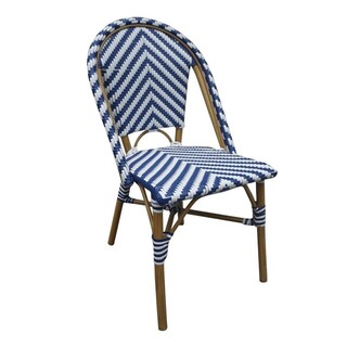 photo 1 lot de 2 chaises style parisier en rotin bleues