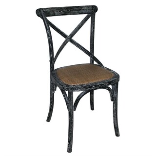 photo 1 chaises en bois patiné avec dossier croisé bolero noires