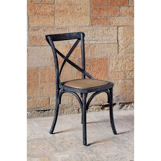 photo 4 chaises en bois patiné avec dossier croisé bolero noires