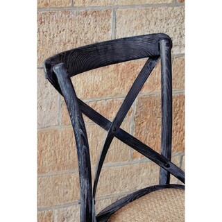photo 6 chaises en bois patiné avec dossier croisé bolero noires
