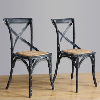 photo 9 chaises en bois patiné avec dossier croisé bolero noires