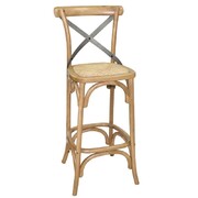 Photo 1 matériel référence GG657: Tabouret de bar en bois avec dossier croisé Bolero métal