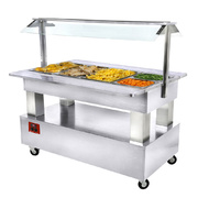 Buffet chauffant, bain marie, 4x GN1/1-150 Bois Blanc
