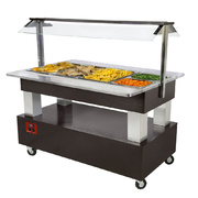 Buffet chauffant, bain marie, 4x GN 1/1-150 bois wengé