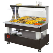 Buffet chauffant mural, bain marie, 4x GN1/1-150 Bois Wengé