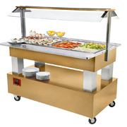 Buffet - Salad bar réfrigéré, 4x GN 1/1-150 Bois Chêne clair