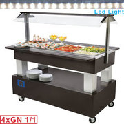 Buffet - salad bar réfrigéré, 4x gn 1/1-150 bois wengé
