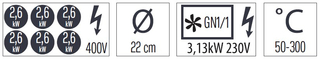 photo 2 fourneau électrique 6 feux avec four électrique ventilé gn 1/1 120 