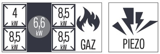 photo 2 fourneau gaz à poser 4 feux + 1 plaque coup de feu 120 