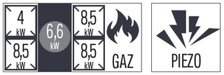 photo 2 fourneau gaz 4 feux + 1 plaque coup de feu avec soubassement 120 
