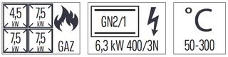 photo 2 fourneau gaz 4 feux avec four électrique statique gn 2/1 hp 80 