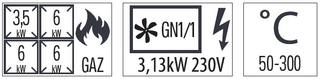 photo 2 fourneau gaz 4 feux avec four électrique ventilé gn 1/1 80 