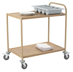 Photo 1 matériel référence CCSB2P1: Chariot de service imitation bois 2 plateaux 1 arceau