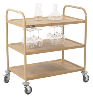 photo 1 chariot de service imitation bois 3 plateaux