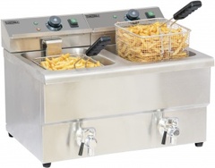 Photo 1 matériel référence CFEV8-2: Friteuse Electrique Pro 2x8L Avec Vidange MONOPHASE 2 x 3,25 KW