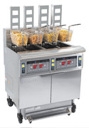 Photo 1 matériel référence CFPRAF124: Friteuse électrique avec relevage automatique et filtration 4x12 litres 17+17kW