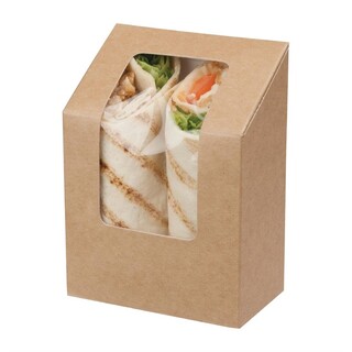 photo 1 boîtes à tortilla kraft compostables avec fenêtre acétate colpac zest lot de 500