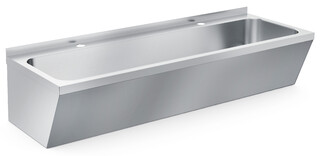 photo 1 lavabo double en acier inox 1200x425x165mm
