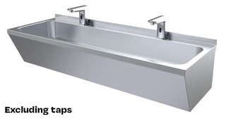 photo 2 lavabo double en acier inox 1200x425x165mm