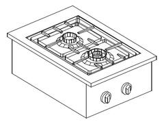 Photo 1 matériel référence 7266-0005: Cuisinière à gaz 2 brûleurs 9kw