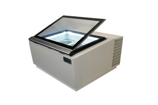 photo 8 modèle de table vitrine à creme glacée blanc  s'ouvre du côté fonctionnement