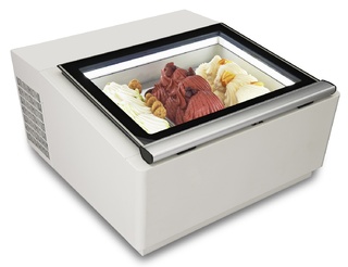 photo 1 modèle de table vitrine à creme glacée blanc  s'ouvre du côté fonctionnement
