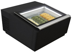 Photo 1 matériel référence 7292-0010: Modèle de table vitrine à creme glacée noir  s'ouvre du côté fonctionnement