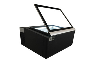photo 5 modèle de table vitrine à creme glacée noir  s'ouvre du côté fonctionnement
