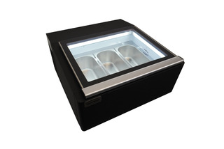photo 7 modèle de table vitrine à creme glacée noir  s'ouvre du côté fonctionnement