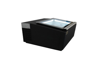 photo 8 modèle de table vitrine à creme glacée noir  s'ouvre du côté fonctionnement