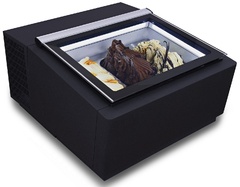Photo 1 matériel référence 7292-0020: Modèle de table vitrine à creme glacée noir  s'ouvre du côté client