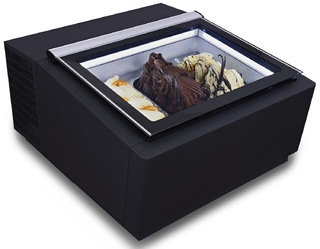 photo 1 modèle de table vitrine à creme glacée noir  s'ouvre du côté client