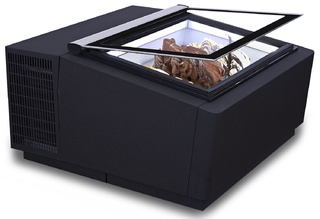 photo 2 modèle de table vitrine à creme glacée noir  s'ouvre du côté client