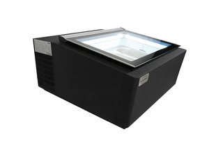photo 4 modèle de table vitrine à creme glacée noir  s'ouvre du côté client
