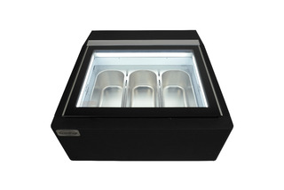 photo 5 modèle de table vitrine à creme glacée noir  s'ouvre du côté client