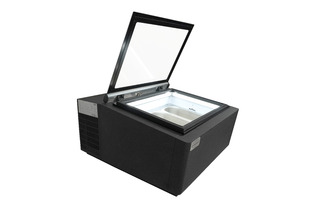 photo 6 modèle de table vitrine à creme glacée noir  s'ouvre du côté client