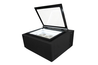 photo 7 modèle de table vitrine à creme glacée noir  s'ouvre du côté client