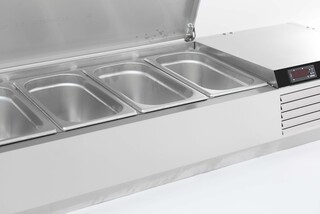 photo 6 vitrine réfrigérée couvercle en acier inox 1/3gn x 5