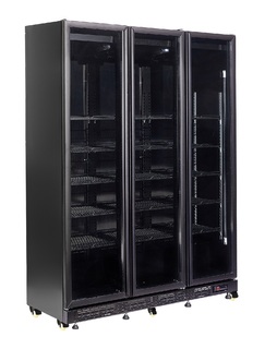 photo 1 réfrigérateur 3 portes en verre noir nap-1200 ht - avec porte chauffante