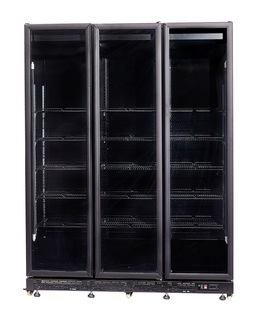 photo 3 réfrigérateur 3 portes en verre noir nap-1200 ht - avec porte chauffante