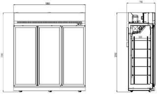 photo 2 congélateur 3 portes en verre noir ins-1530f bl